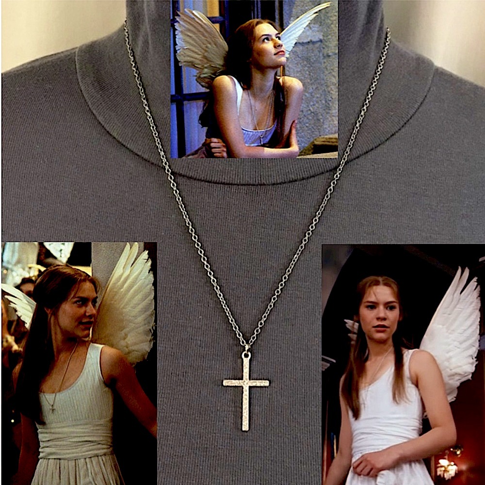 Juliet's Cross Silver Necklace from Romeo + Juliet, Handmade Rhinestone Replica